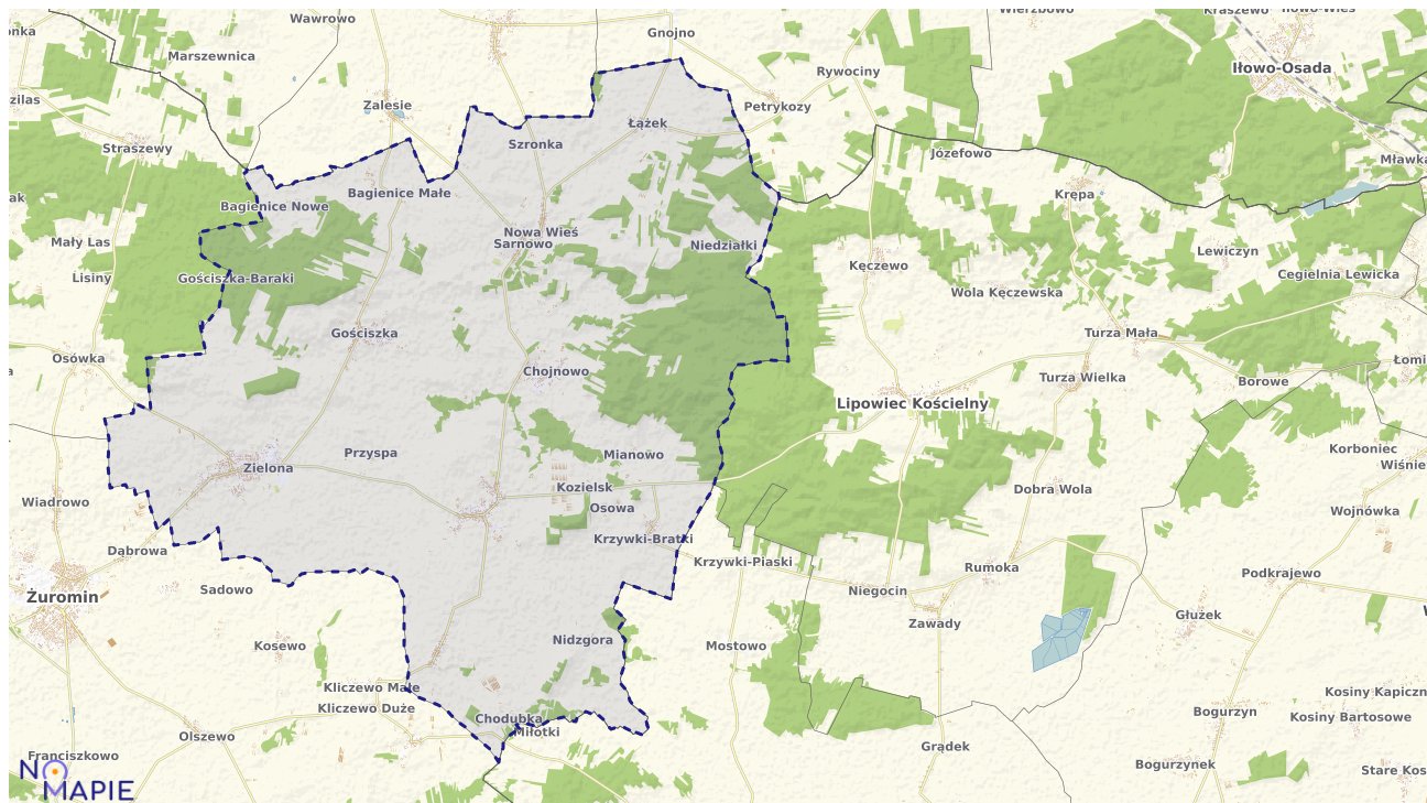 Mapa obszarów ochrony przyrody Kuczborka-Osady