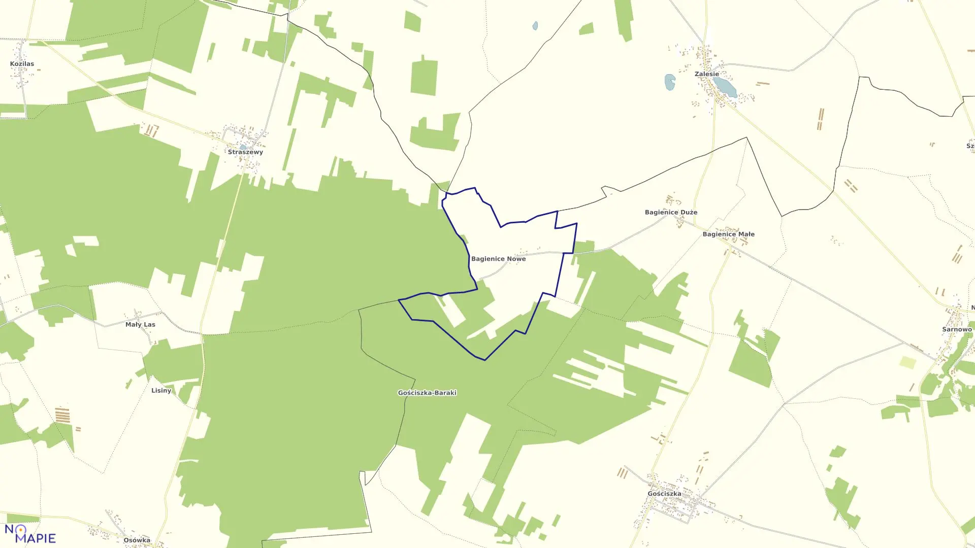 Mapa obrębu BAGIENICE NOWE w gminie Kuczbork-Osada