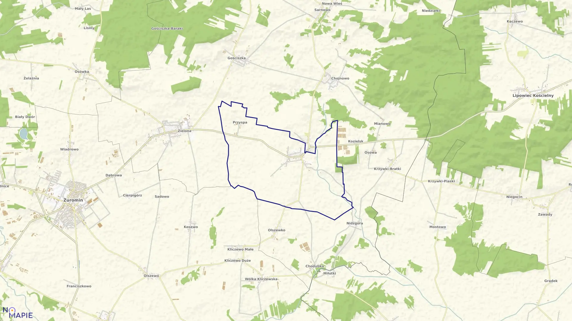 Mapa obrębu KUCZBORK w gminie Kuczbork-Osada