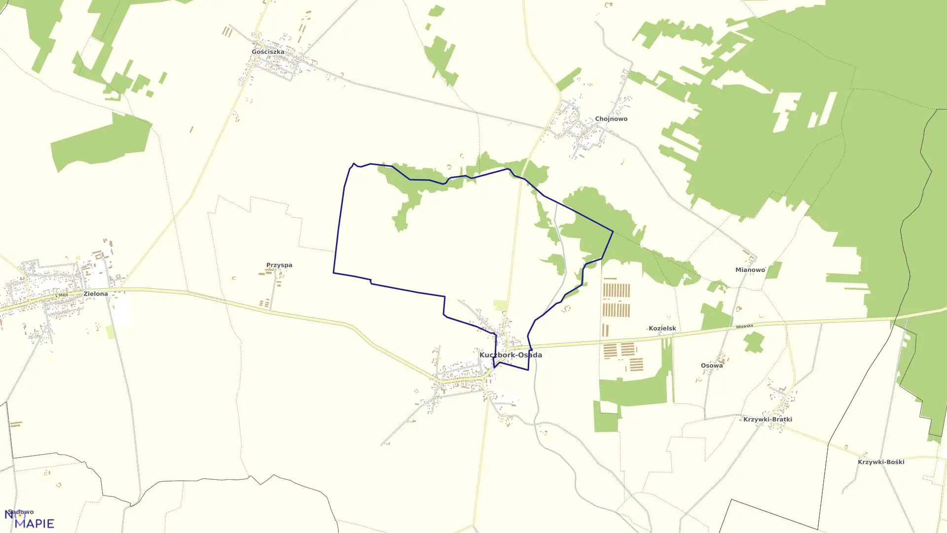 Mapa obrębu KUCZBORK OSADA w gminie Kuczbork-Osada